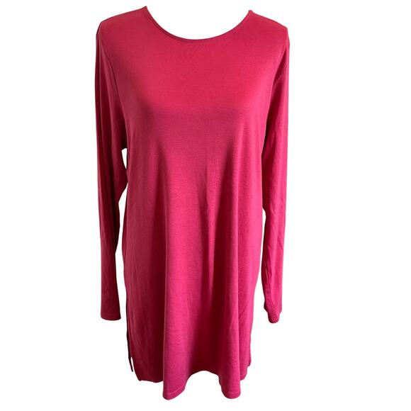 J. Jill Tunic Top Sz Large Tall Perfect Pima 100% Cotton Knit Side Slits Stretch - Picture 1 of 10